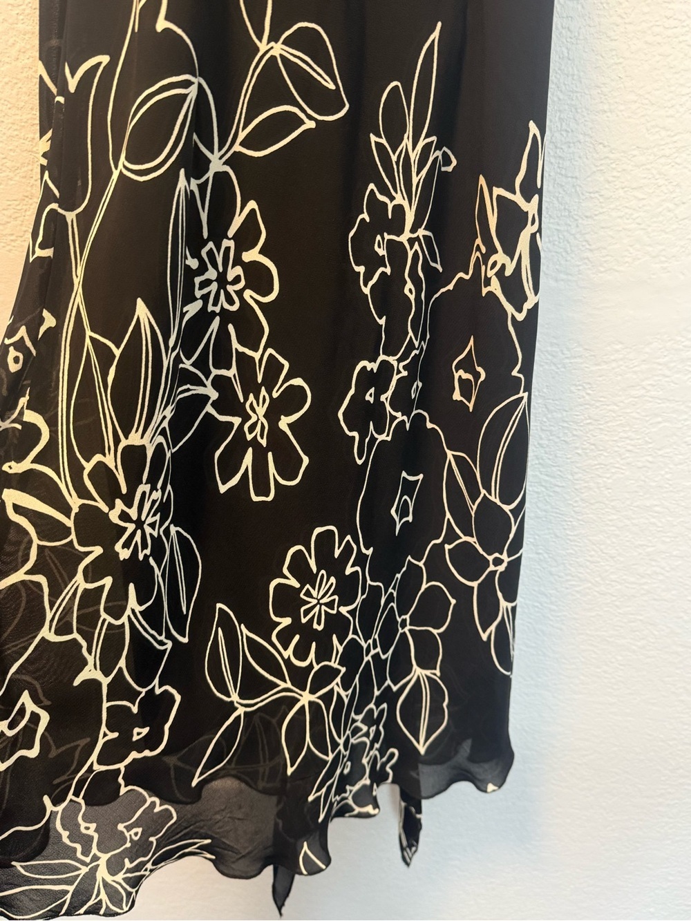 Vintage Y2K 90s Joseph Ribkoff Silk Floral Handkerchief Hem Slip Dress Black Sz6 - Picture 10 of 12